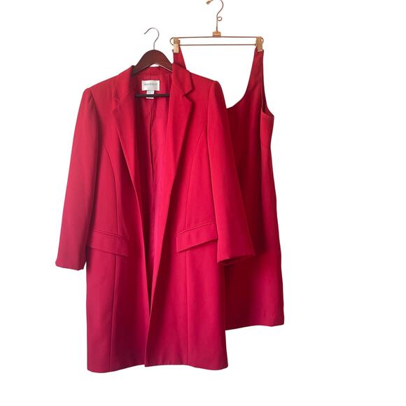 Hugo Buscati Collection Dresses & Skirts - Vintage 90s Red Power Blazer & Mini Dress Set Size Large – Corp Core Bold Femme‎